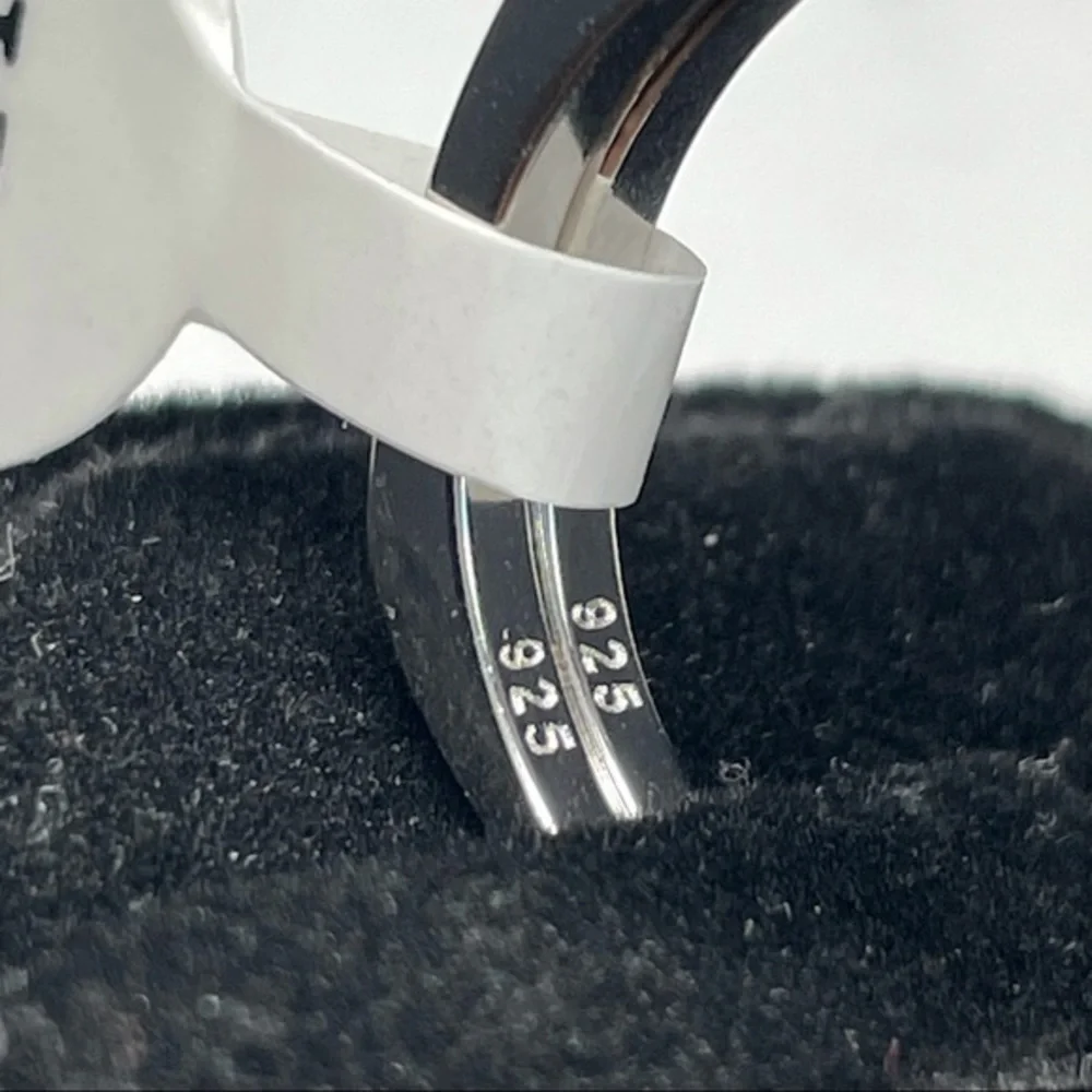 925 Sterling Silver Diamond 2‎ Band Ring Set Sz 9